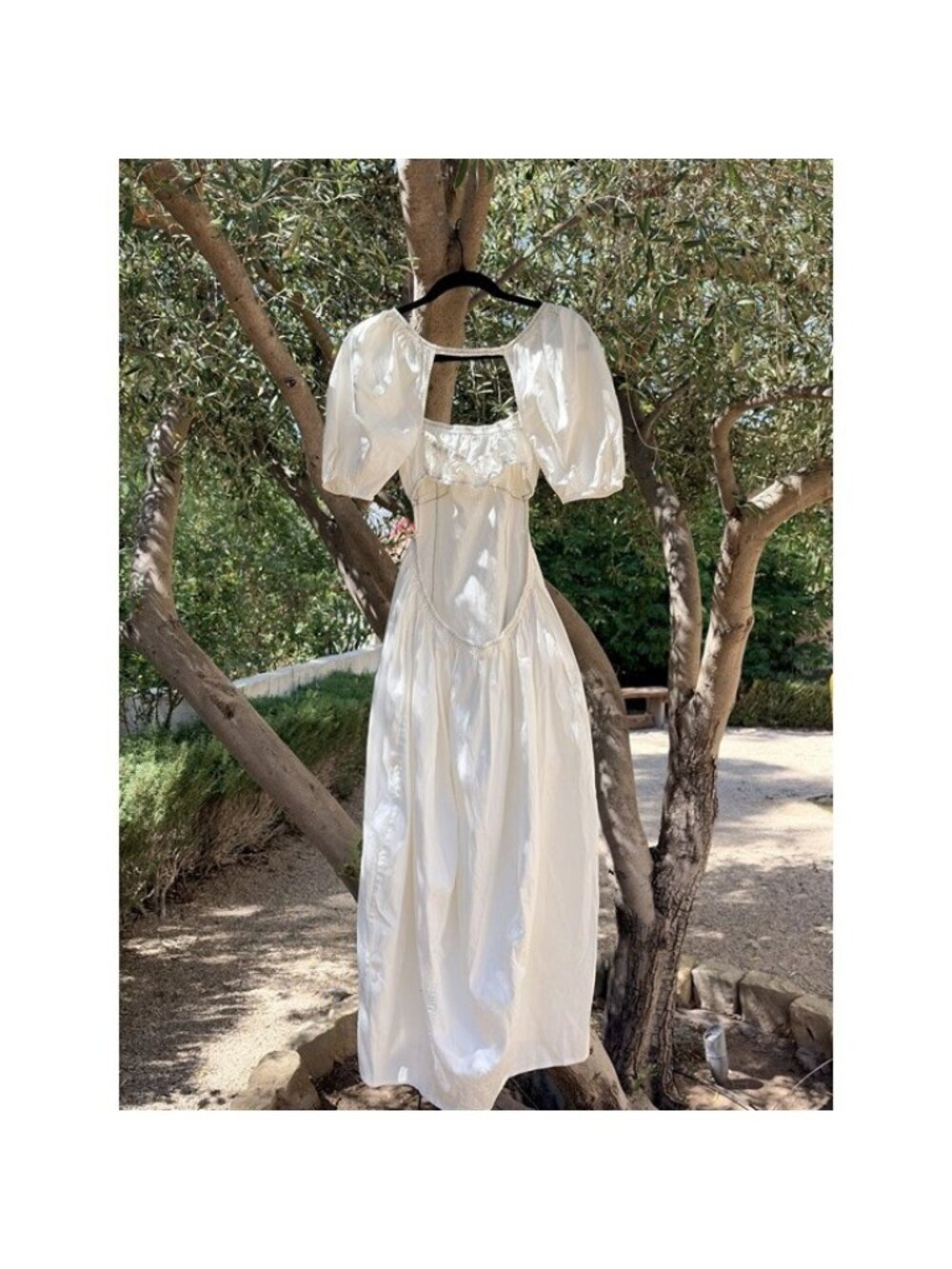 Cult Gaia Open-Back Puff Sleeve Maxi Dress - Ivory - Size M
